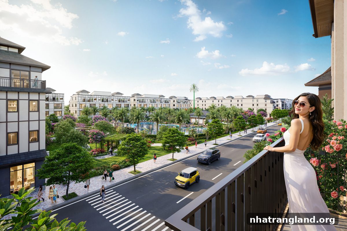 View công viên nội khu từ ban công nhà phố Vinhomes Pearl Bay