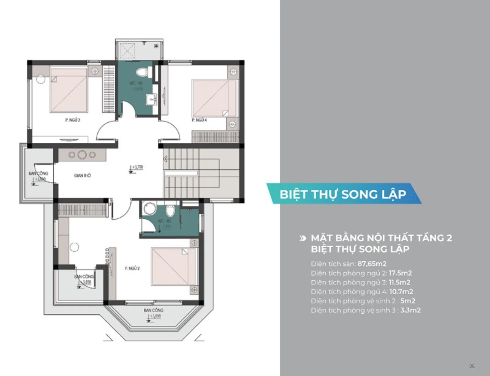 Biệt thự song lập MHDI Cam Ranh — phòng ngủ