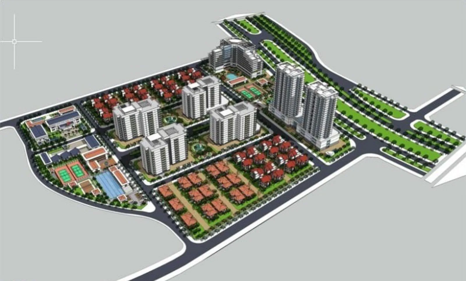 Phối cảnh khu biệt thự đơn lập MHDI Cam Ranh nhìn từ flycam