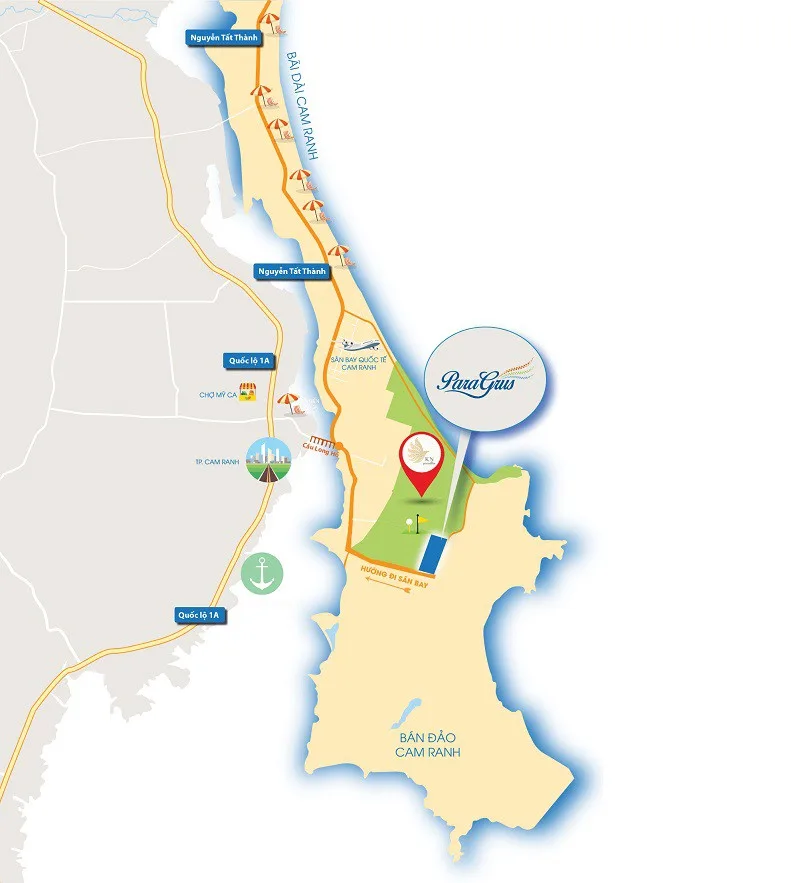 Vị trí dự án Para Grus trên bản đồ Bãi Dài Cam Ranh Khánh Hòa