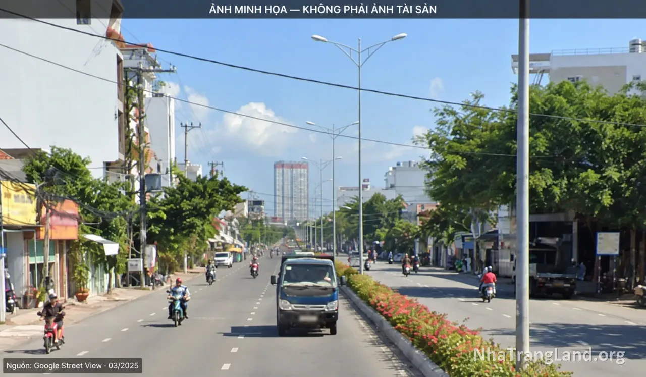 Ảnh minh họa khu vực đường 2/4 (QL1C), phường Bắc Nha Trang, từ Street View 03/2025; không phải ảnh hiện trạng lô đất