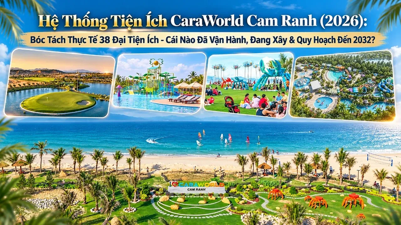 Hệ Thống Tiện Ích CaraWorld Cam Ranh (2026): Bóc Tách Thực Tế 38 Đại Tiện Ích — Cái Nào Đã Vận Hành, Đang Xây & Quy Hoạch Đến 2032?