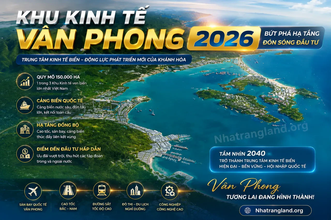 Khu kinh tế Vân Phong 2026: bản đồ dự án hai đầu Bắc – Nam và giá đất từng khu trước sóng