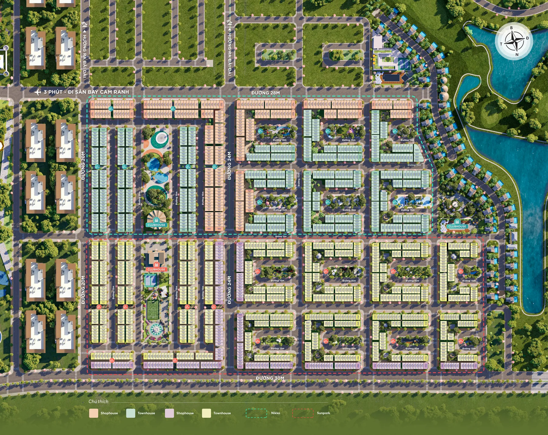 Bản đồ tổng mặt bằng phân lô chính thức phân khu Para Sol gồm tiểu khu Sun Park và Nikko Park