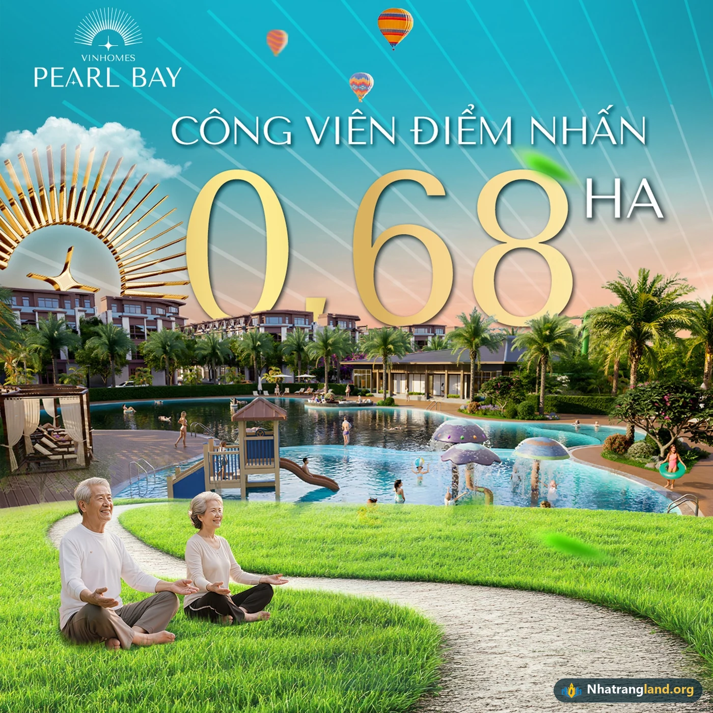 Không gian cây xanh mát mắt bao bọc Công viên điểm nhấn 0,68 ha giữa lòng khu đô thị Vinhomes Pearl Bay