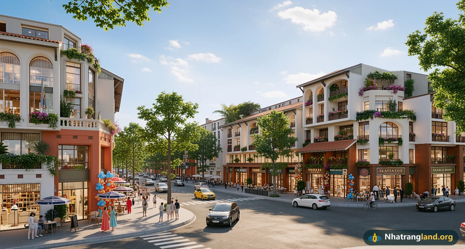 Phối cảnh các căn biệt thự mặt sông và bến thuyền nội khu sang trọng tại phân khu The Elite Charmora City Nha Trang