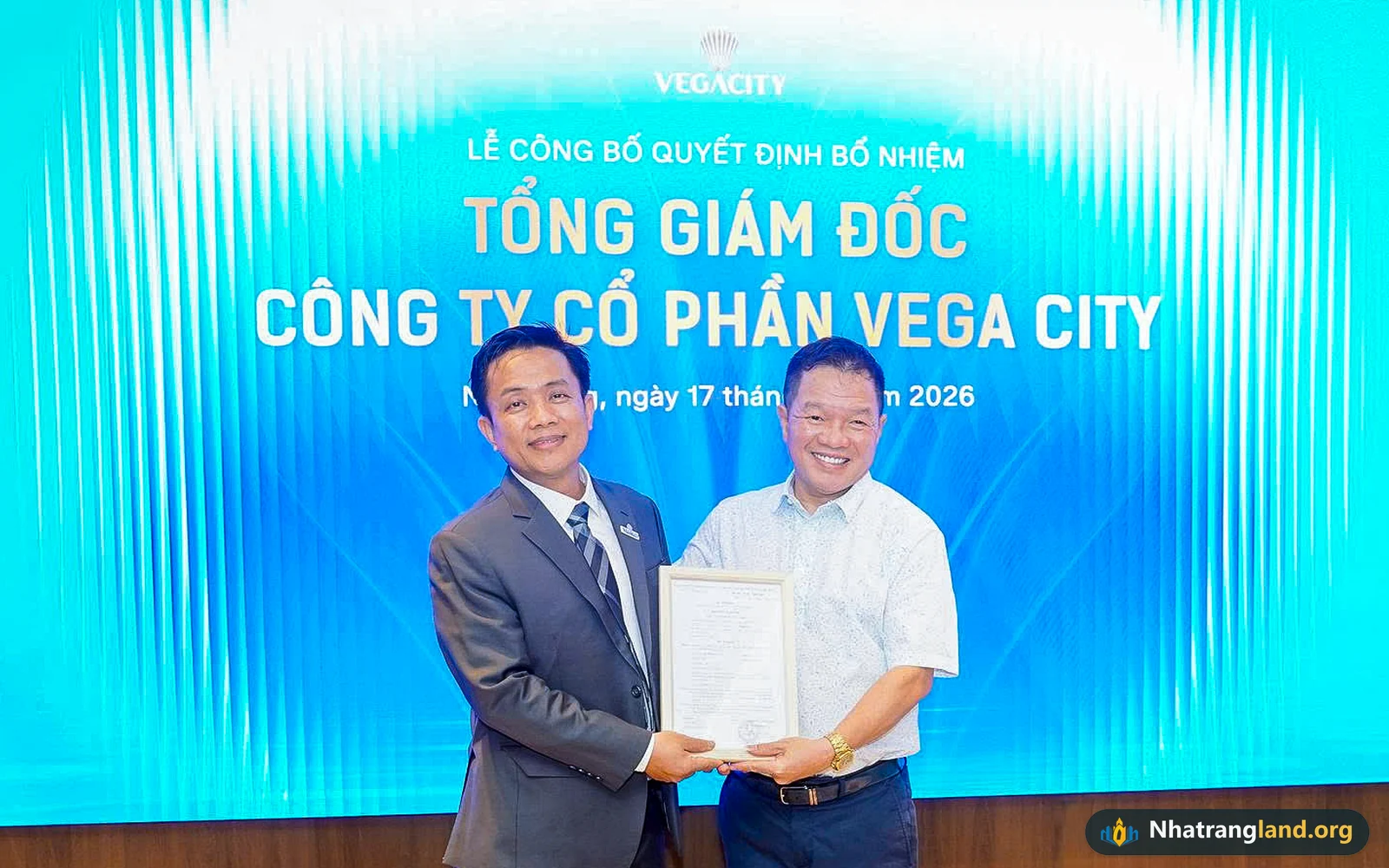Lễ bổ nhiệm t&acirc;n Tổng Gi&aacute;m đốc C&ocirc;ng ty Cổ phần Vega City kiện to&agrave;n Ban điều h&agrave;nh th&aacute;ng 7 năm 2026