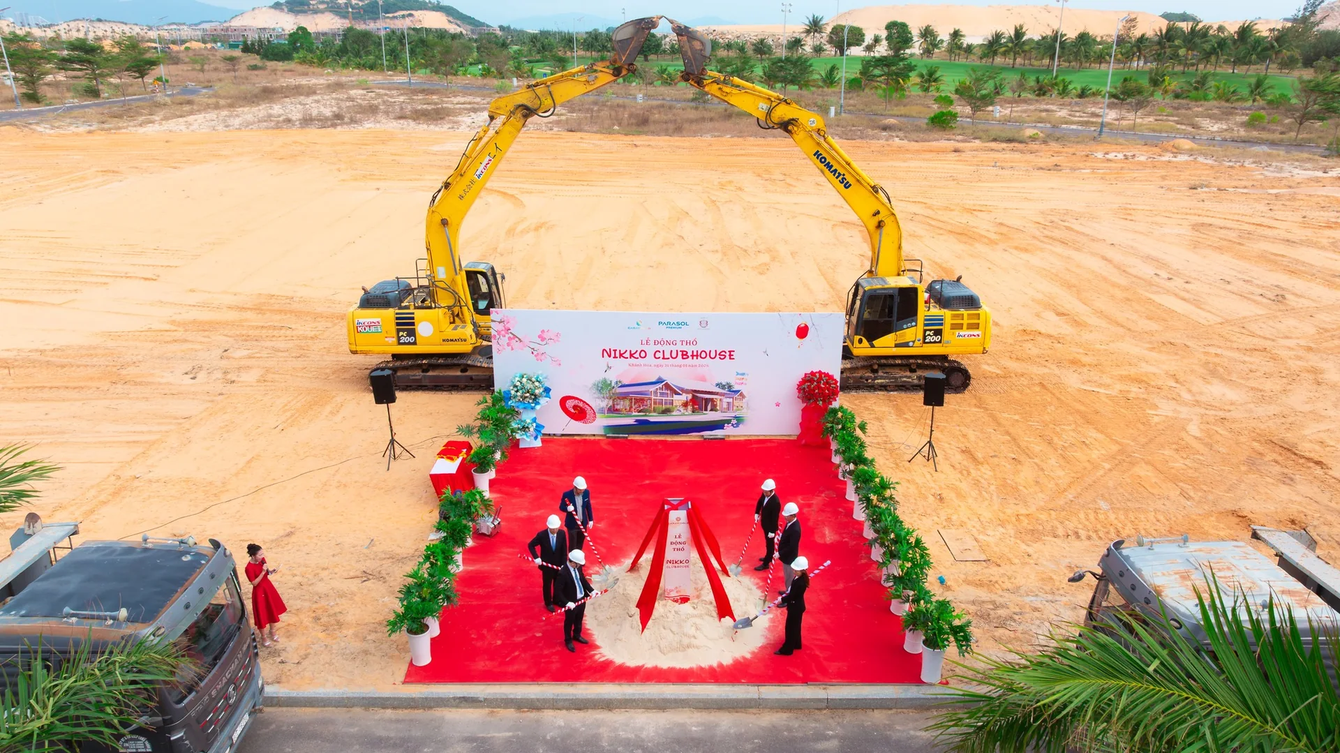 Thực tế Lễ động thổ tiện &iacute;ch nội khu Nikko Clubhouse ng&agrave;y 31/01/2026 tại ph&acirc;n khu Para Sol CaraWorld