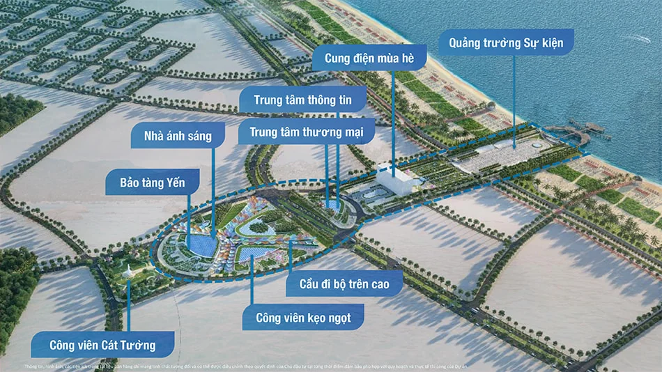 Sơ đồ ch&uacute; giải định vị chi tiết 9 đại tiện &iacute;ch quanh trục Quảng trường trung t&acirc;m CaraWorld Cam Ranh