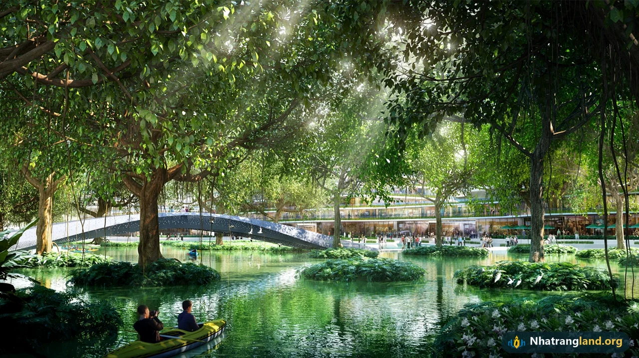 Trải nghiệm ch&egrave;o thuyền Kayak xuy&ecirc;n qua t&aacute;n rừng ngập nước xanh m&aacute;t tại C&ocirc;ng vi&ecirc;n Wetland 31 ha số 02 Charmora City Nha Trang