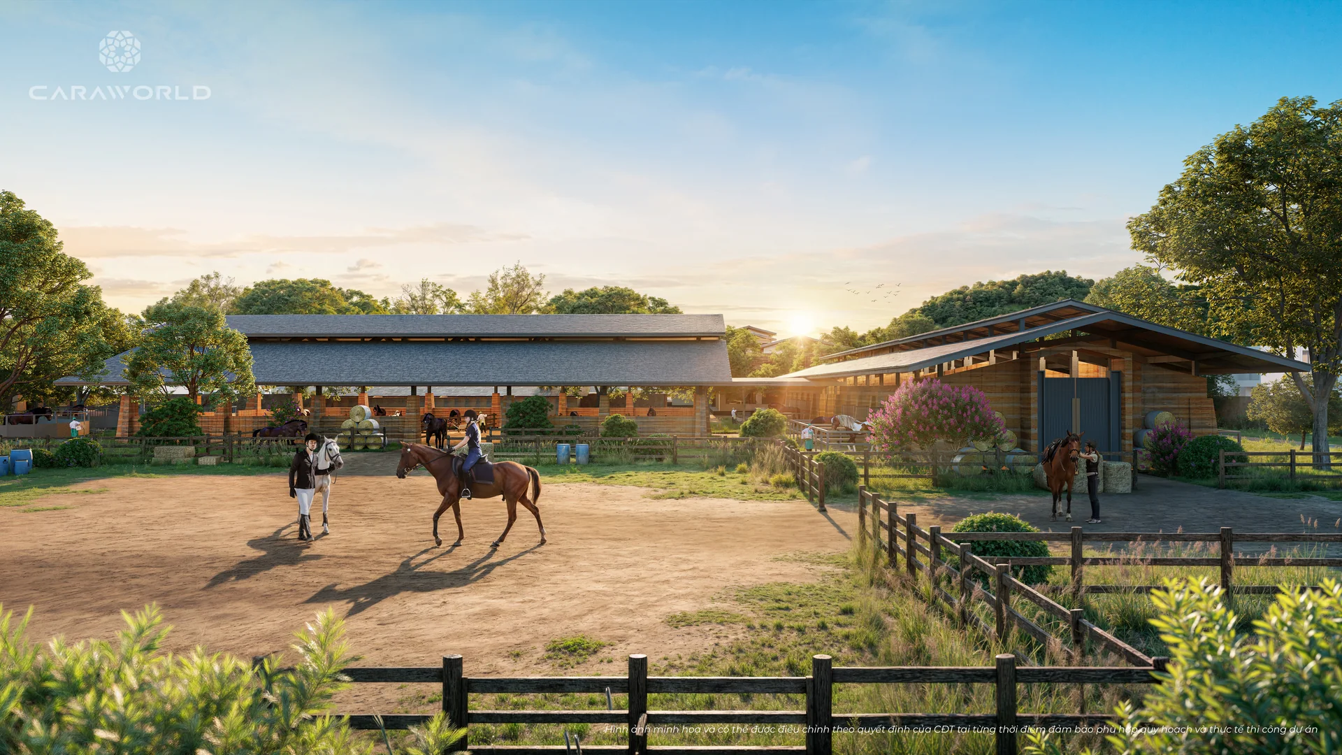 Phối cảnh C&acirc;u lạc bộ thể thao cưỡi ngựa qu&yacute; tộc Cara Equestrian (#30) liền kề s&acirc;n golf v&agrave; đồi Para Grus
