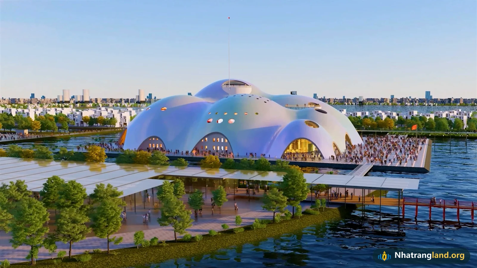 Phối cảnh Nhà hát Opera Hà Nội Isola della Musica bên Hồ Tây do kiến trúc sư Renzo Piano thiết kế và Tập đoàn Sun Group đầu tư kiến tạo