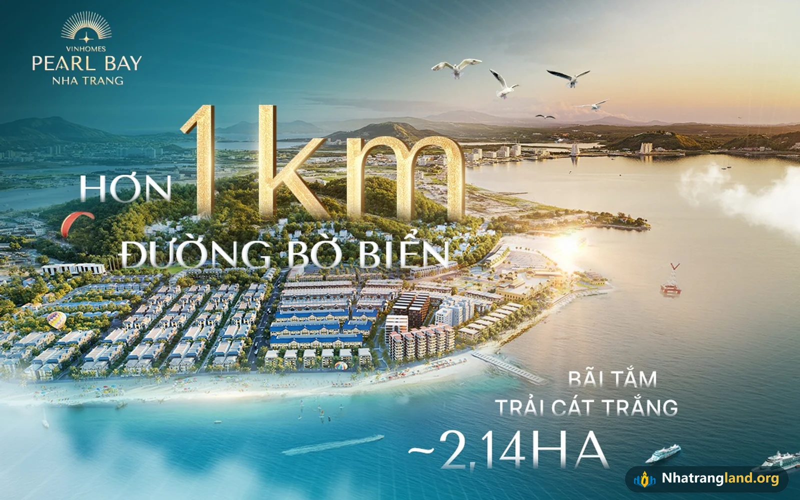 Thông số quy hoạch hơn 1 km đường bờ biển riêng và bãi tắm cát trắng rộng 2,14 ha tại Vinhomes Pearl Bay Nha Trang