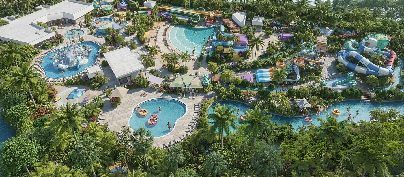 Phối cảnh tổng thể C&ocirc;ng vi&ecirc;n thể thao nước Cara Water Park quy m&ocirc; 6,7 ha chủ đề C&aacute; Ch&eacute;p H&oacute;a Rồng