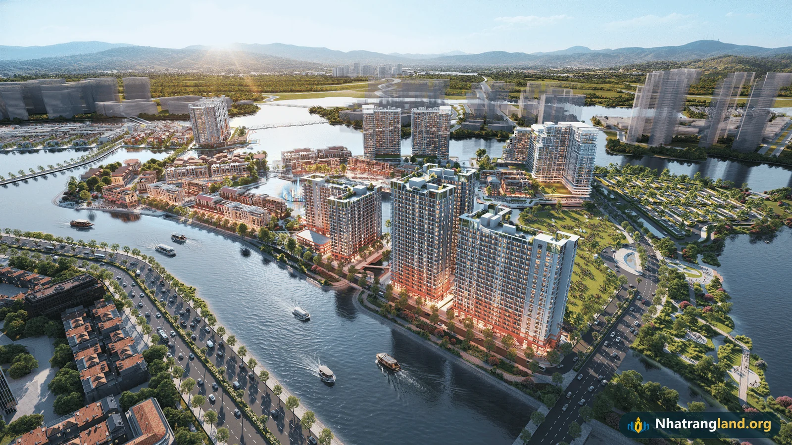 Phối cảnh cụm bể bơi nghỉ dưỡng chuẩn resort rộng 1.400 m&sup2; ngay giữa nội khu 3 t&ograve;a th&aacute;p The Fest Charmora City Nha Trang